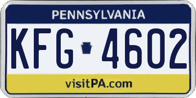 PA license plate KFG4602