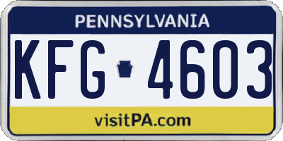 PA license plate KFG4603
