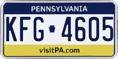 PA license plate KFG4605