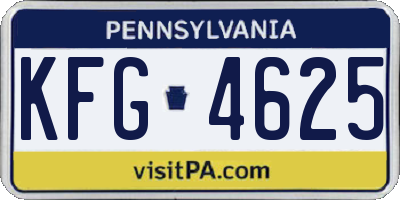 PA license plate KFG4625