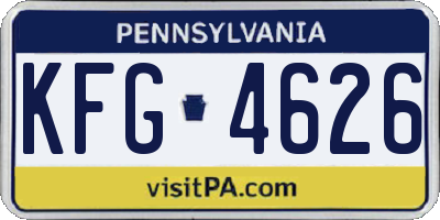 PA license plate KFG4626