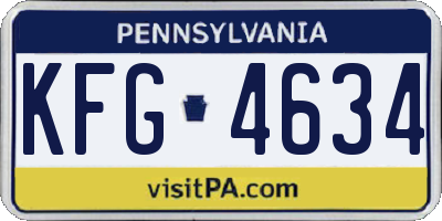 PA license plate KFG4634