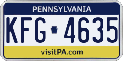 PA license plate KFG4635