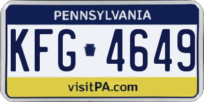PA license plate KFG4649