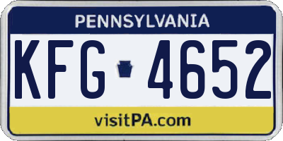 PA license plate KFG4652