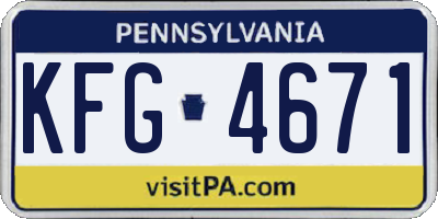 PA license plate KFG4671
