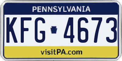 PA license plate KFG4673