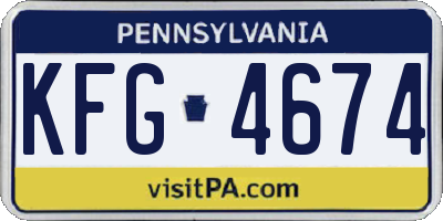 PA license plate KFG4674
