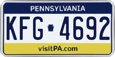 PA license plate KFG4692