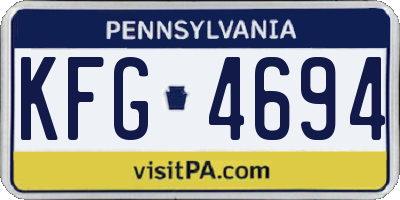 PA license plate KFG4694