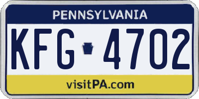 PA license plate KFG4702