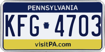 PA license plate KFG4703