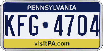 PA license plate KFG4704