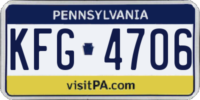 PA license plate KFG4706