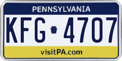 PA license plate KFG4707