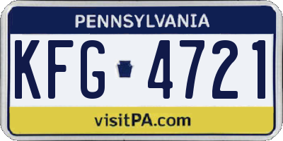 PA license plate KFG4721