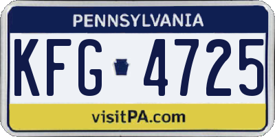 PA license plate KFG4725