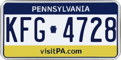PA license plate KFG4728