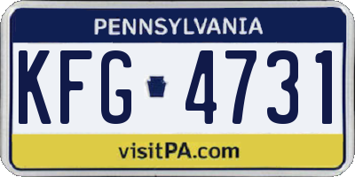 PA license plate KFG4731
