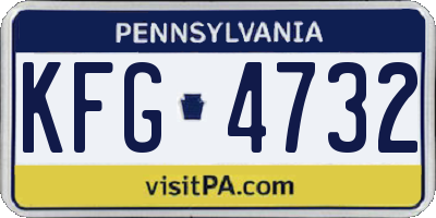 PA license plate KFG4732