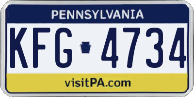 PA license plate KFG4734