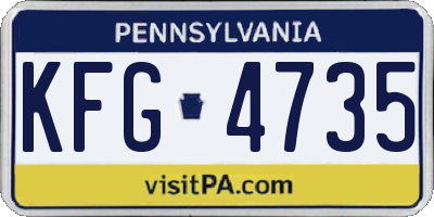 PA license plate KFG4735