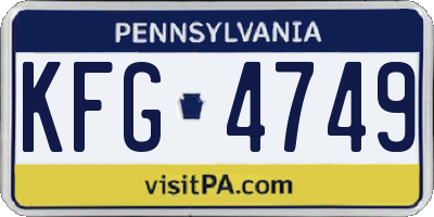 PA license plate KFG4749
