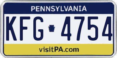 PA license plate KFG4754