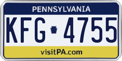 PA license plate KFG4755