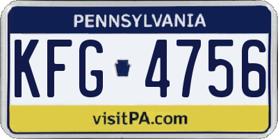PA license plate KFG4756