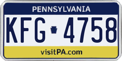 PA license plate KFG4758