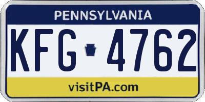 PA license plate KFG4762