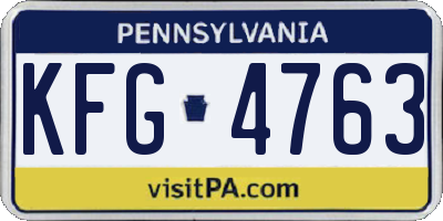 PA license plate KFG4763