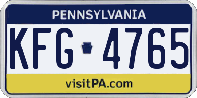PA license plate KFG4765