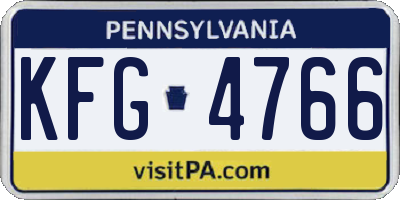 PA license plate KFG4766