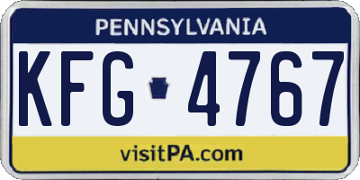 PA license plate KFG4767