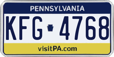 PA license plate KFG4768