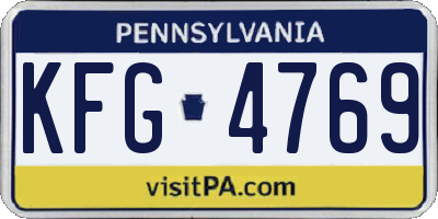 PA license plate KFG4769
