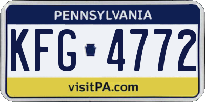 PA license plate KFG4772