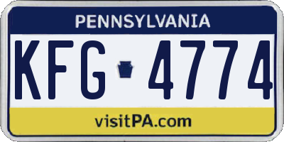 PA license plate KFG4774
