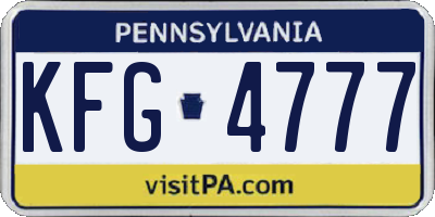 PA license plate KFG4777