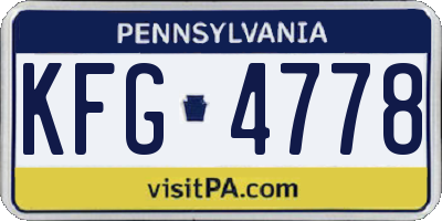 PA license plate KFG4778