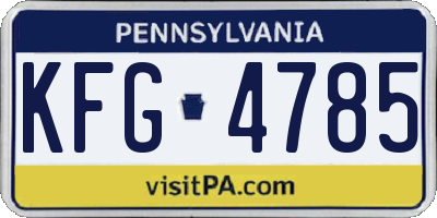 PA license plate KFG4785