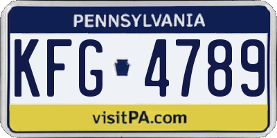 PA license plate KFG4789