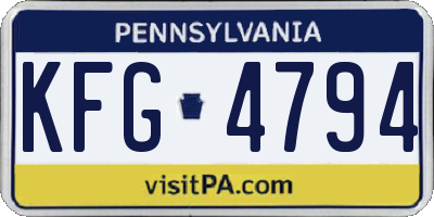 PA license plate KFG4794