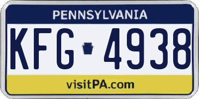 PA license plate KFG4938