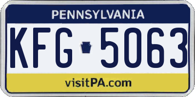 PA license plate KFG5063