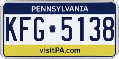 PA license plate KFG5138