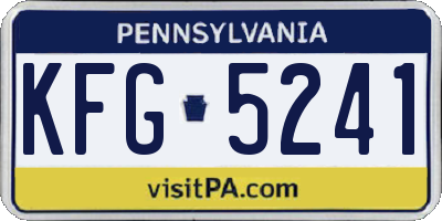 PA license plate KFG5241