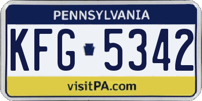 PA license plate KFG5342